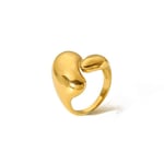 Gold color / One size / 1 Piece Simple Series Simple Geometric Stainless Steel  Gold Color Women's Adjustable Rings Picture2